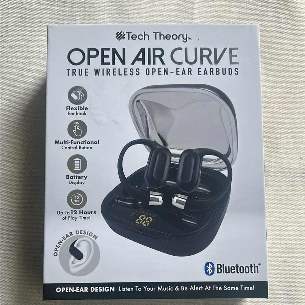 Theory Black Wireless Headset with Open-Ear Design